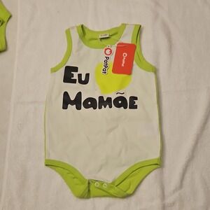 PatPat‎ Sleeveless Graphic Cotton Bodysuit 18-24M Green White Love